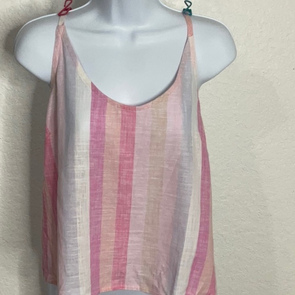 467- Splendid NWOT Pink & Purple Stripped Adjustable Straps Top, Size Medium - Picture 2 of 6